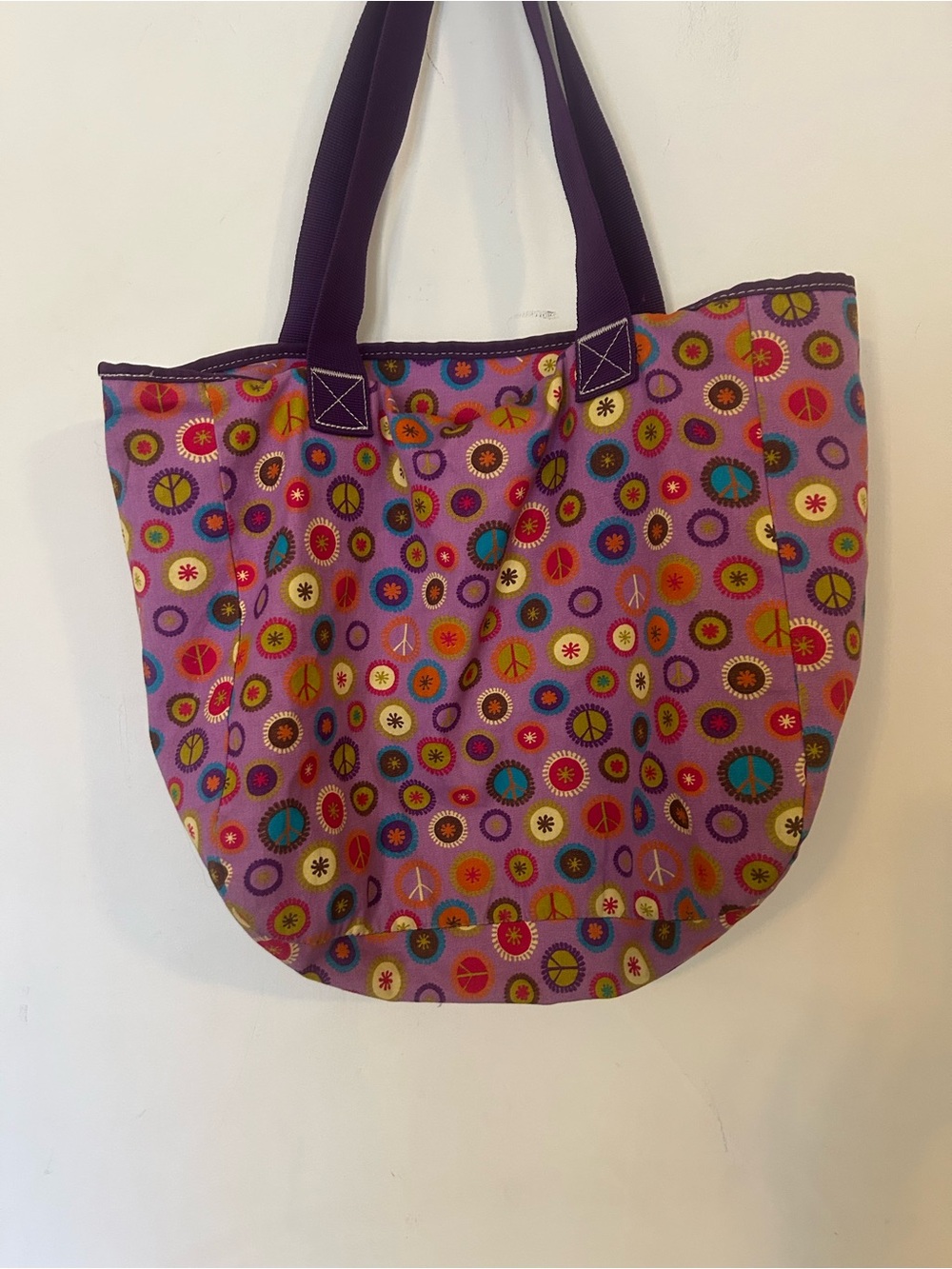 Y2K
Purple Peace Sign Button Zip
Tote Bag - Picture 2 of 11